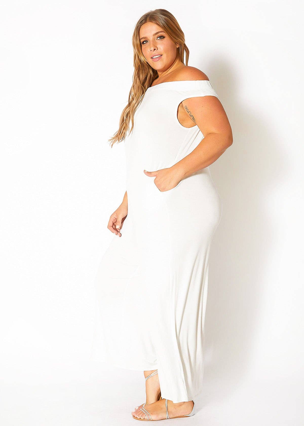 Bellatrix Plus Size Off Shoulder Wide Leg Jumpsuit