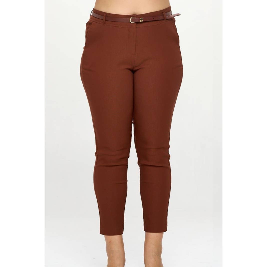 PLUS SIZE BELTED MILLENIUM TROUSERS