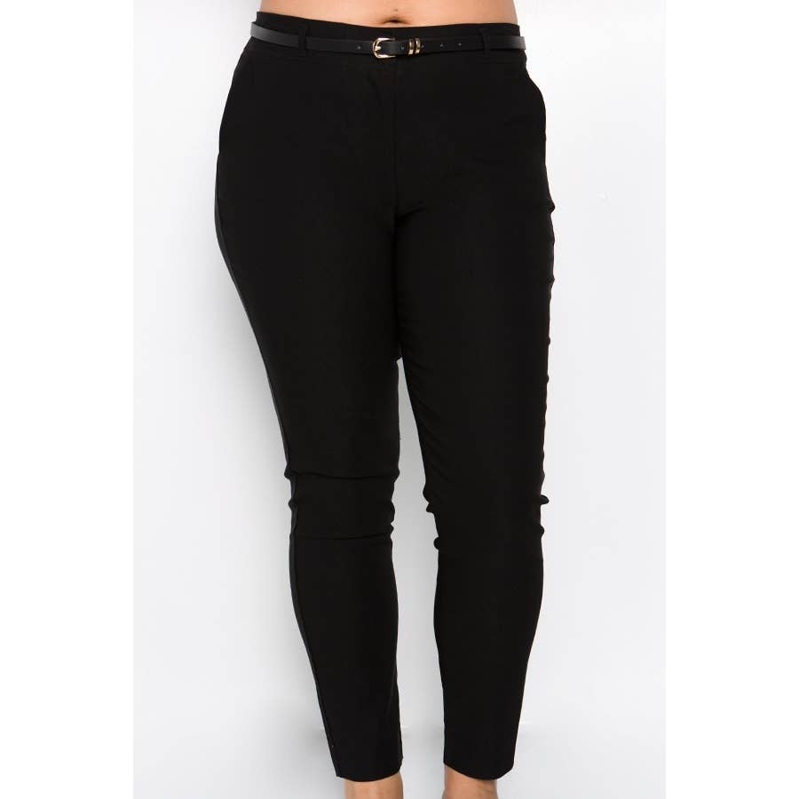 PLUS SIZE BELTED MILLENIUM TROUSERS