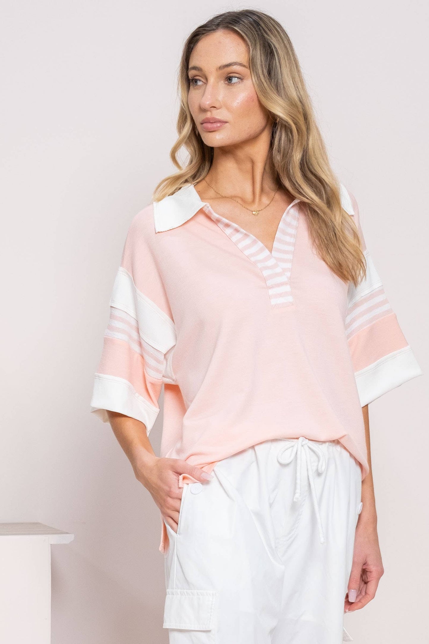 Plus sporty and casual polo shirt with contrast-PST11203