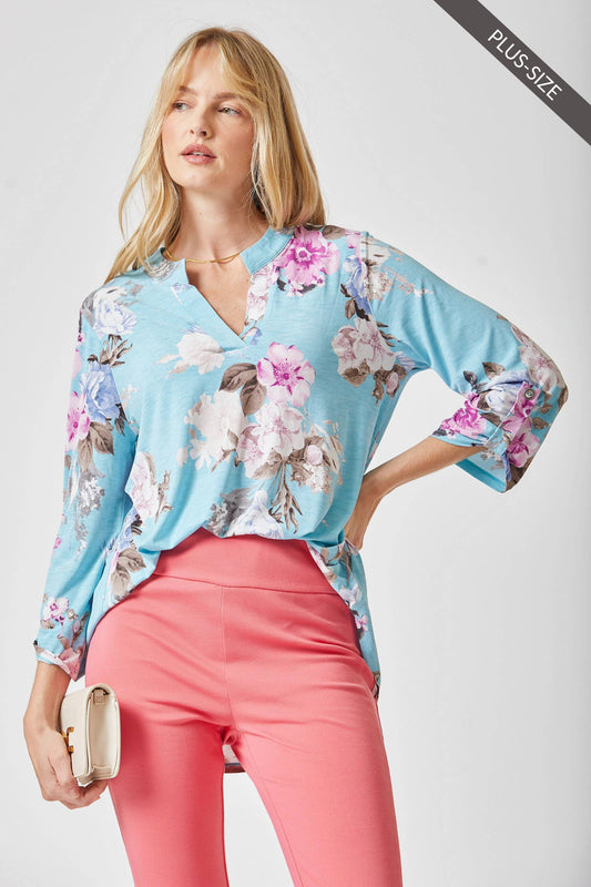 PLUS SIZE 3/4 Sleeve Printed LIZZY Top