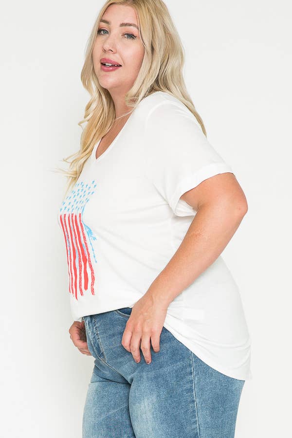 Plus Size U.S. Flag Graphic T