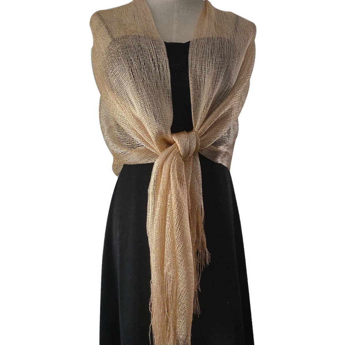 FASHIONABLE GOLD AND SILVER SILK SHAWL_CWASC1091