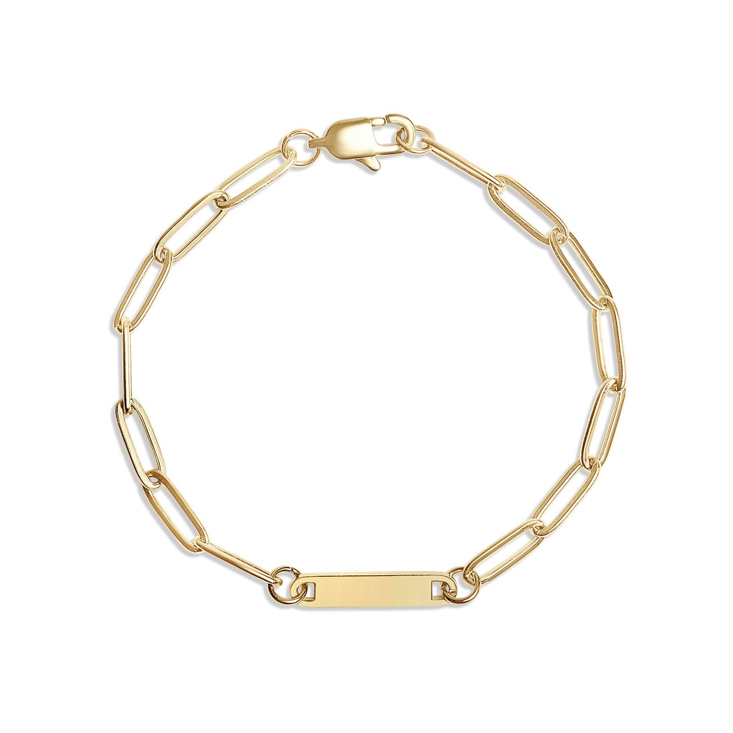 Stainless Steel Engravable Paperclip Bar Bracelet