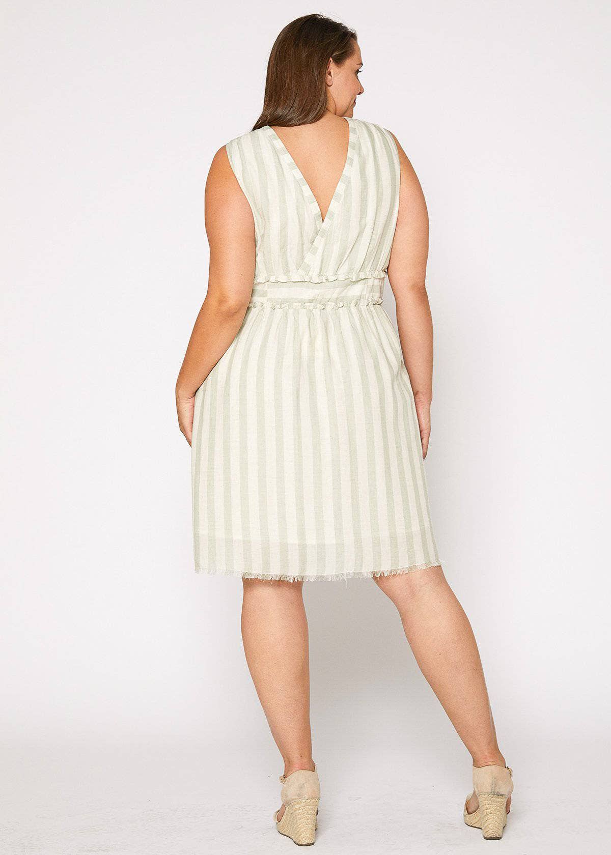 Nurode's Plus Size Sleeveless Button Down Stripe Dress