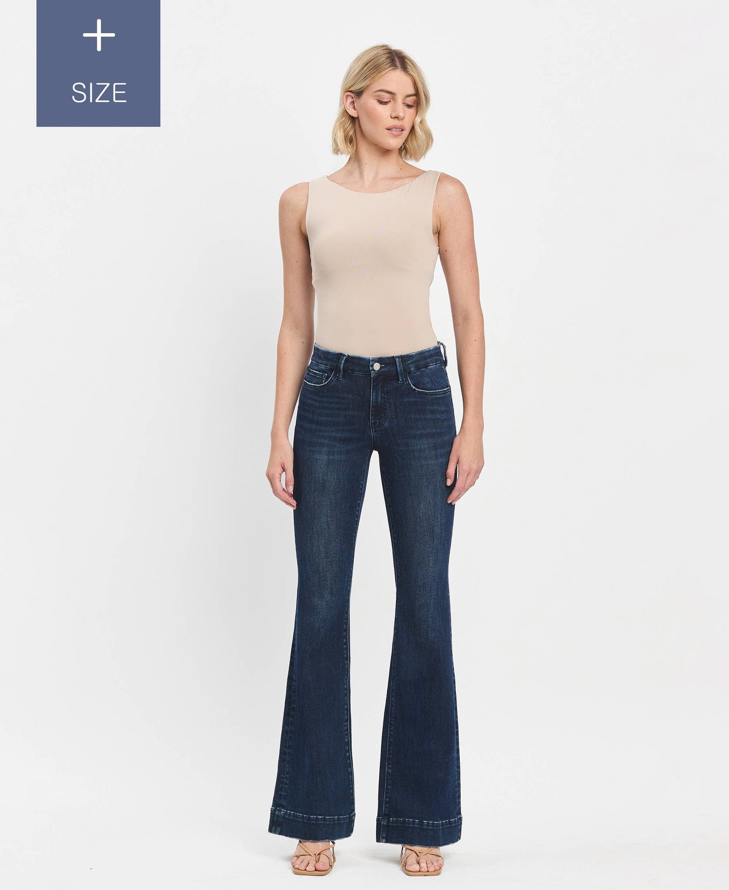 PLUS SIZE TUMMY CONTROL MID RISE FULL LENGTH FLARE LV1482-P