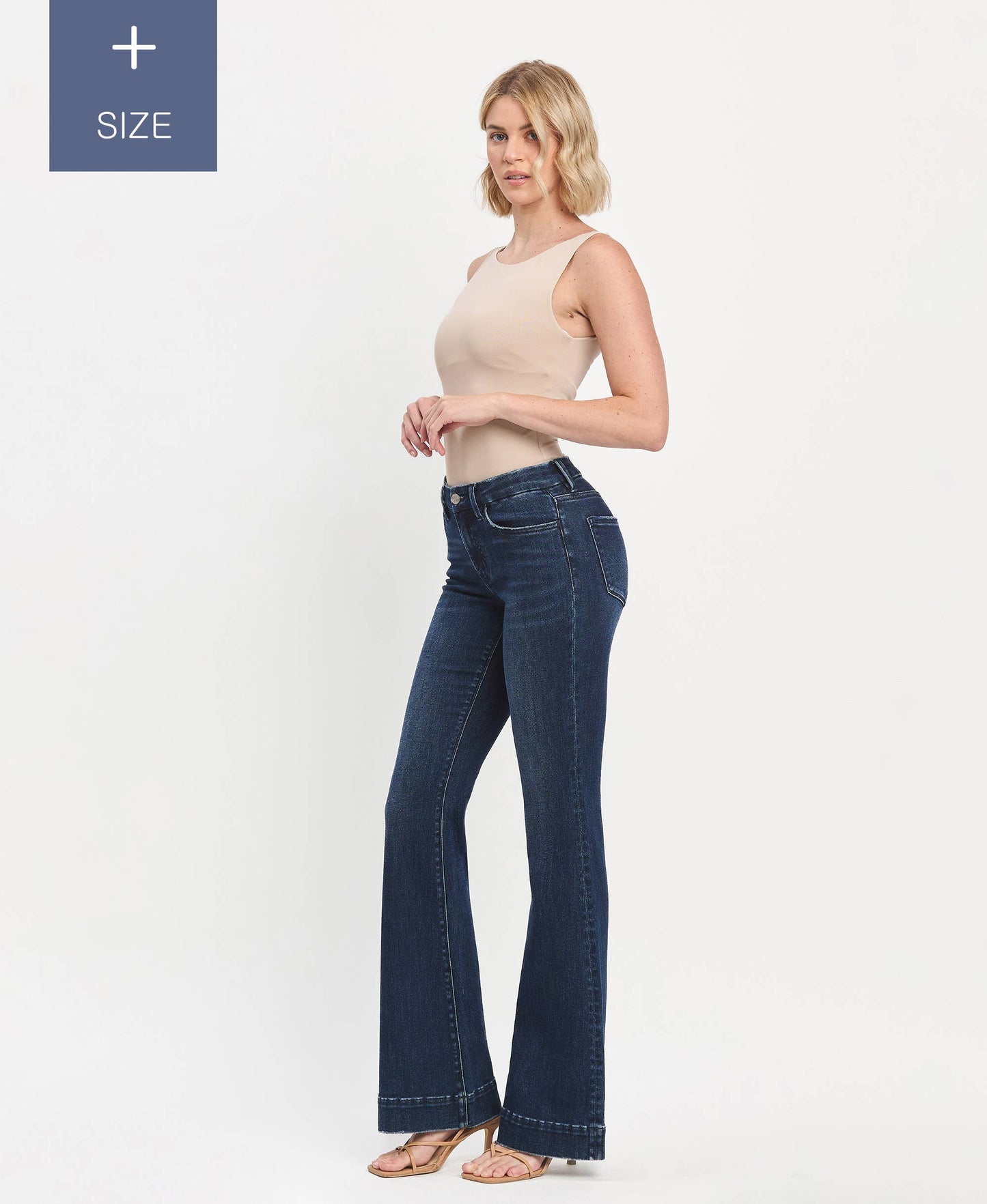 PLUS SIZE TUMMY CONTROL MID RISE FULL LENGTH FLARE LV1482-P