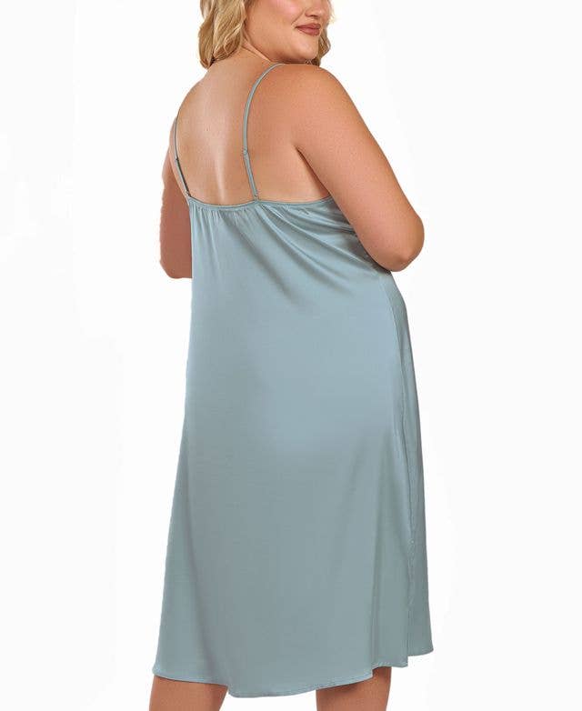 Camille Plus Size Sage Stretch Satin Gown