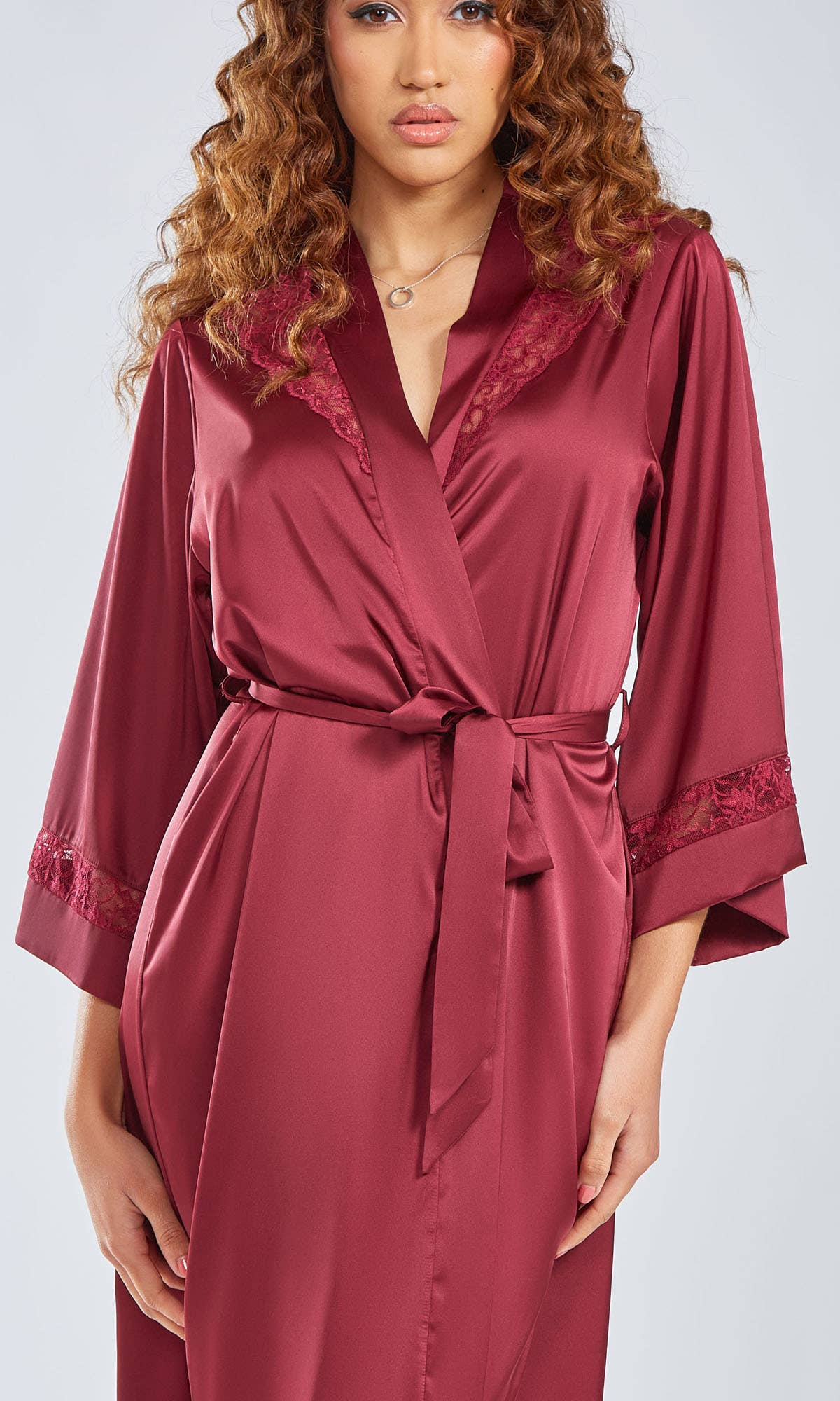 Layla Plus Size Stretch Satin Lace Cut Out Long Gown