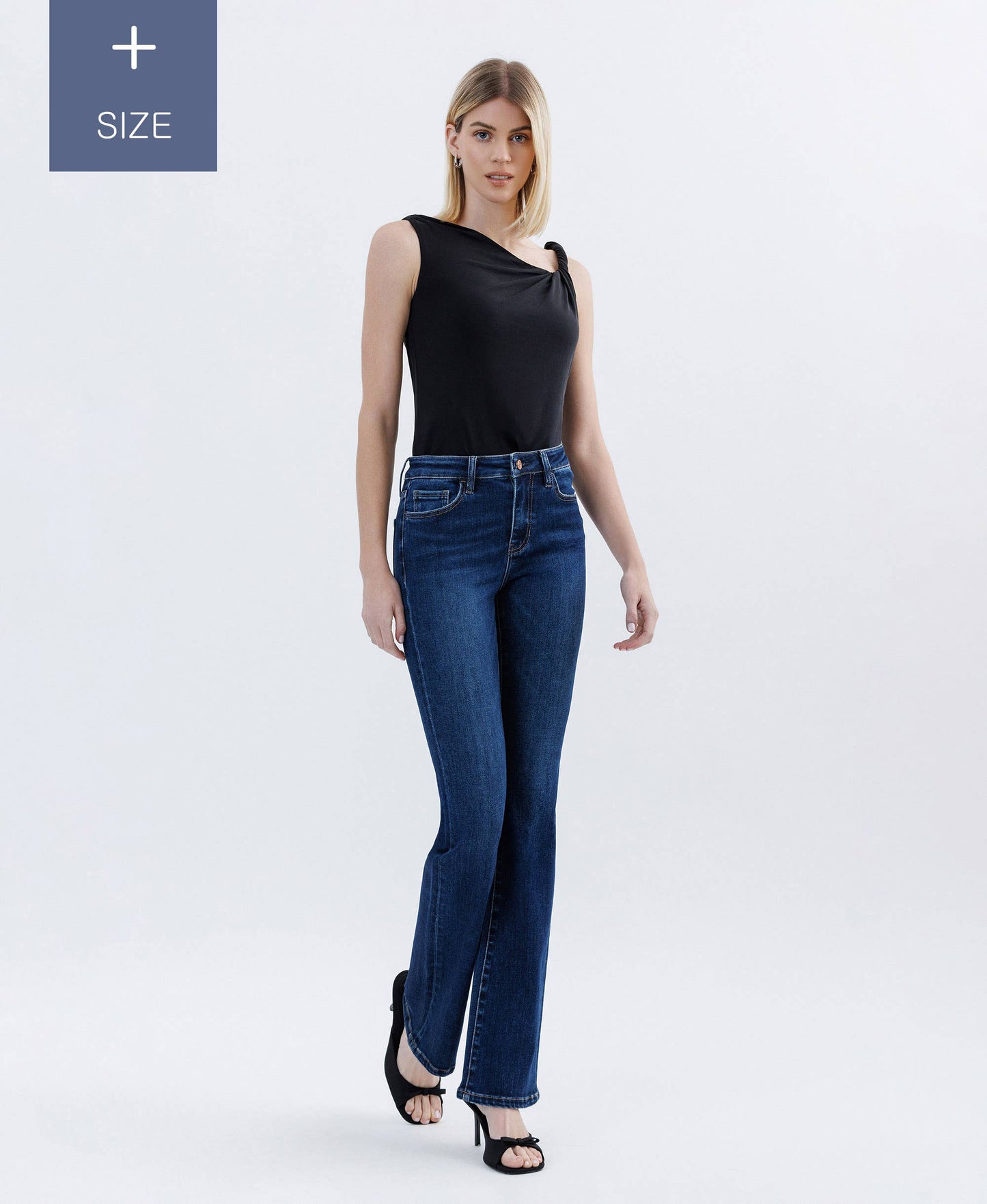 PLUS SIZE TUMMY CONTROL HIGH RISE BOOTCUT JEANS LV1599-P