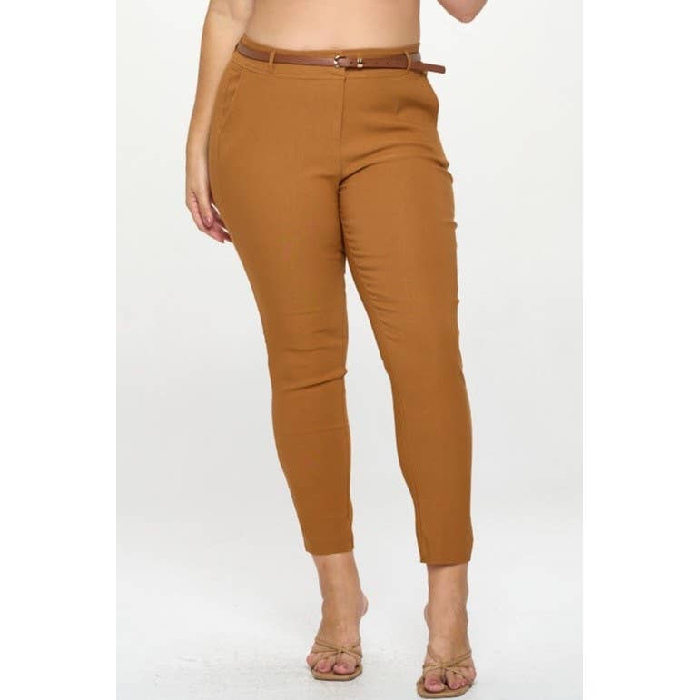 PLUS SIZE BELTED MILLENIUM TROUSERS