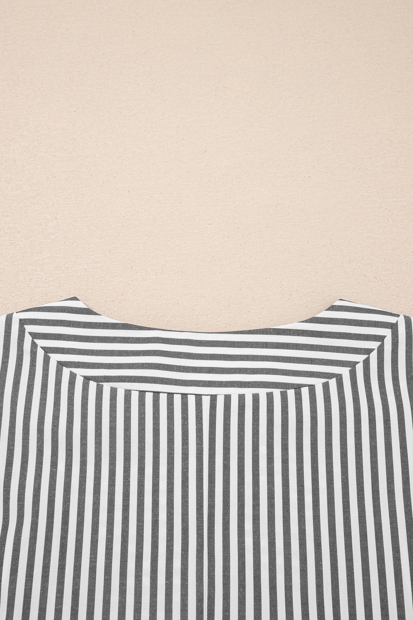 Stripe Plus Size V Neck Roll-tab Short Dolman Sleeve Blouse