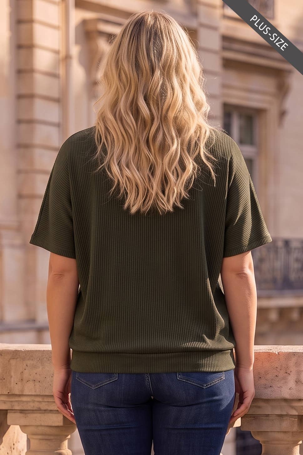 PLUS SIZE Curly Rib Oversized Ruched Top