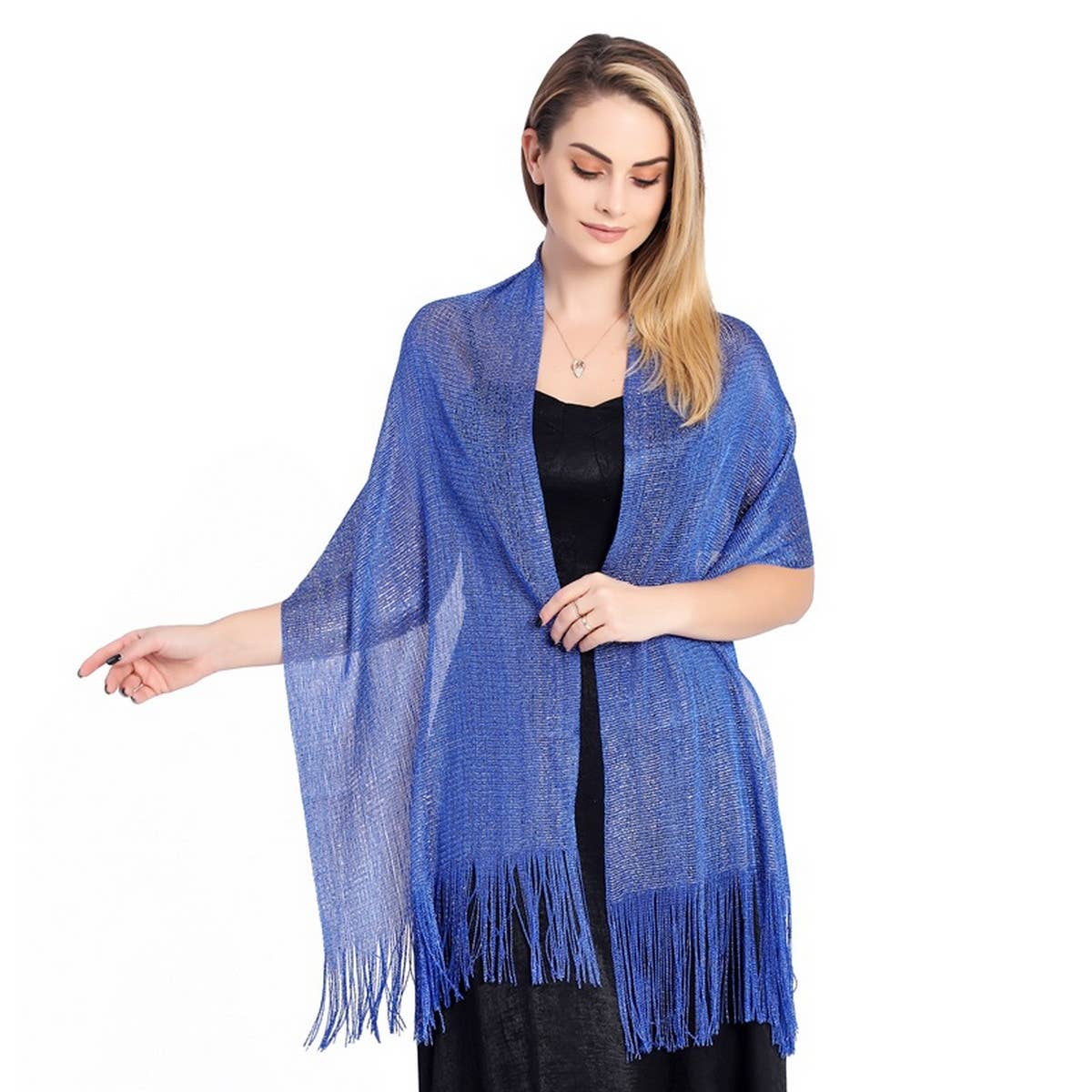 FASHIONABLE GOLD AND SILVER SILK SHAWL_CWASC1091
