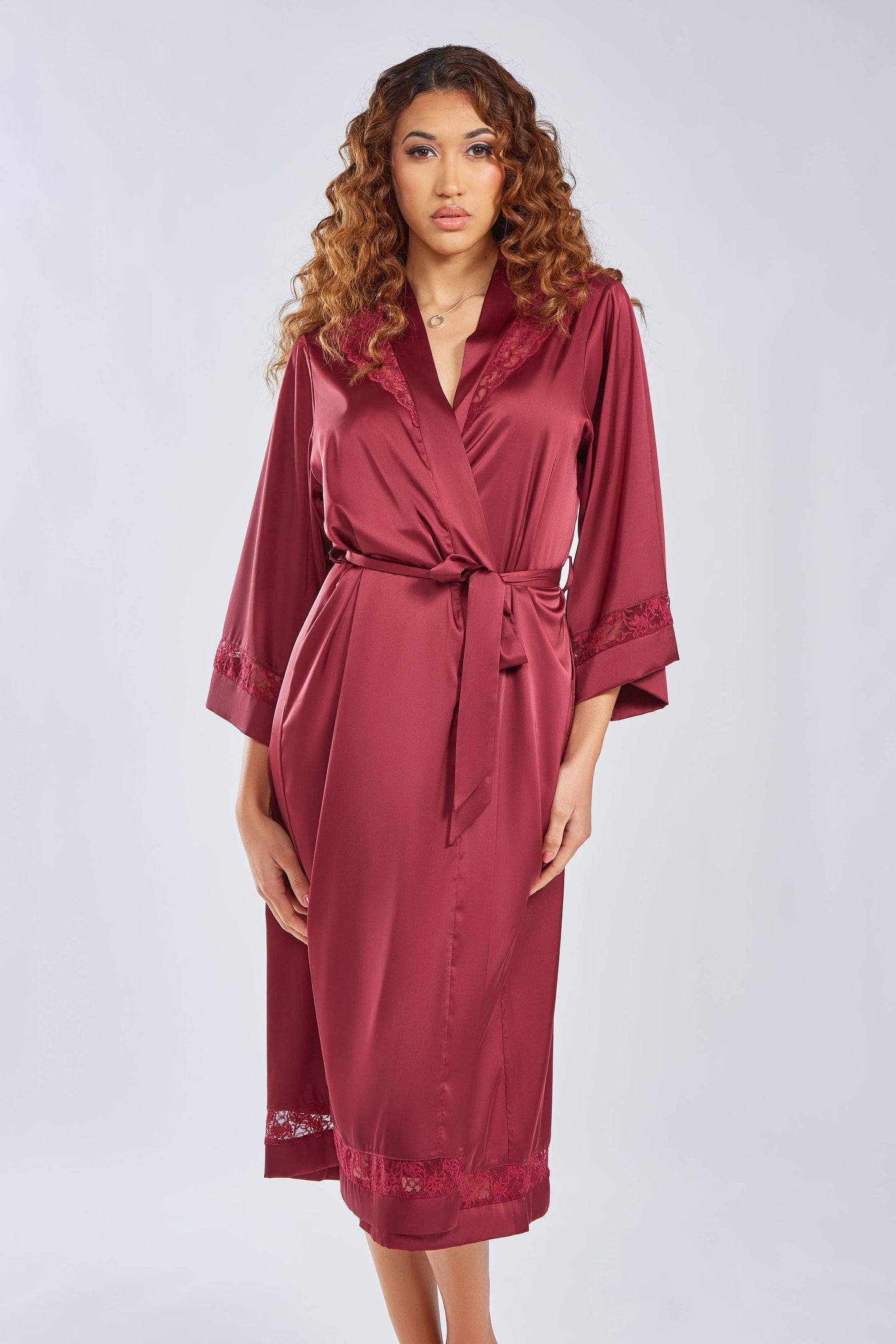 Layla Stretch Satin Lace Cut Out Long Gown