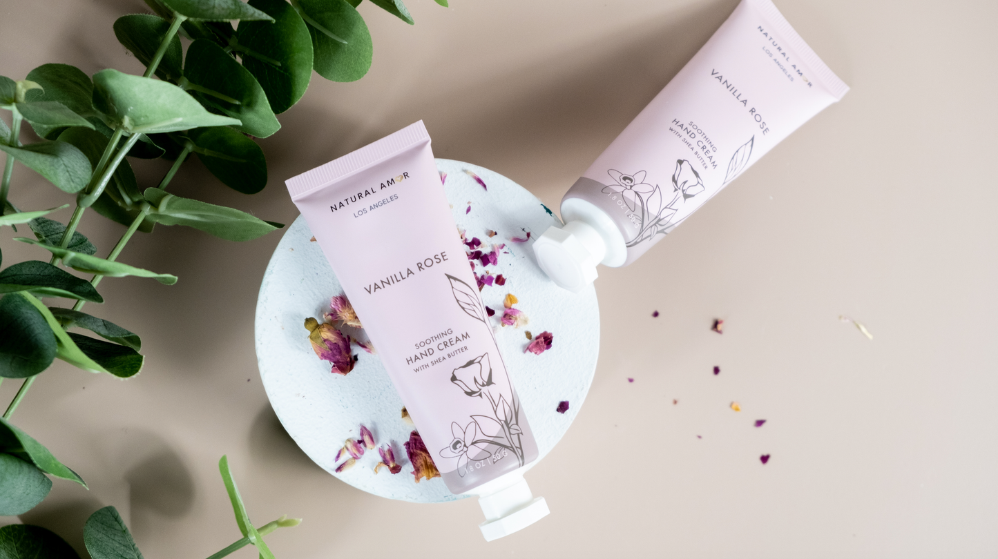 Rose Vanilla Hand Cream, enriched with shea butter