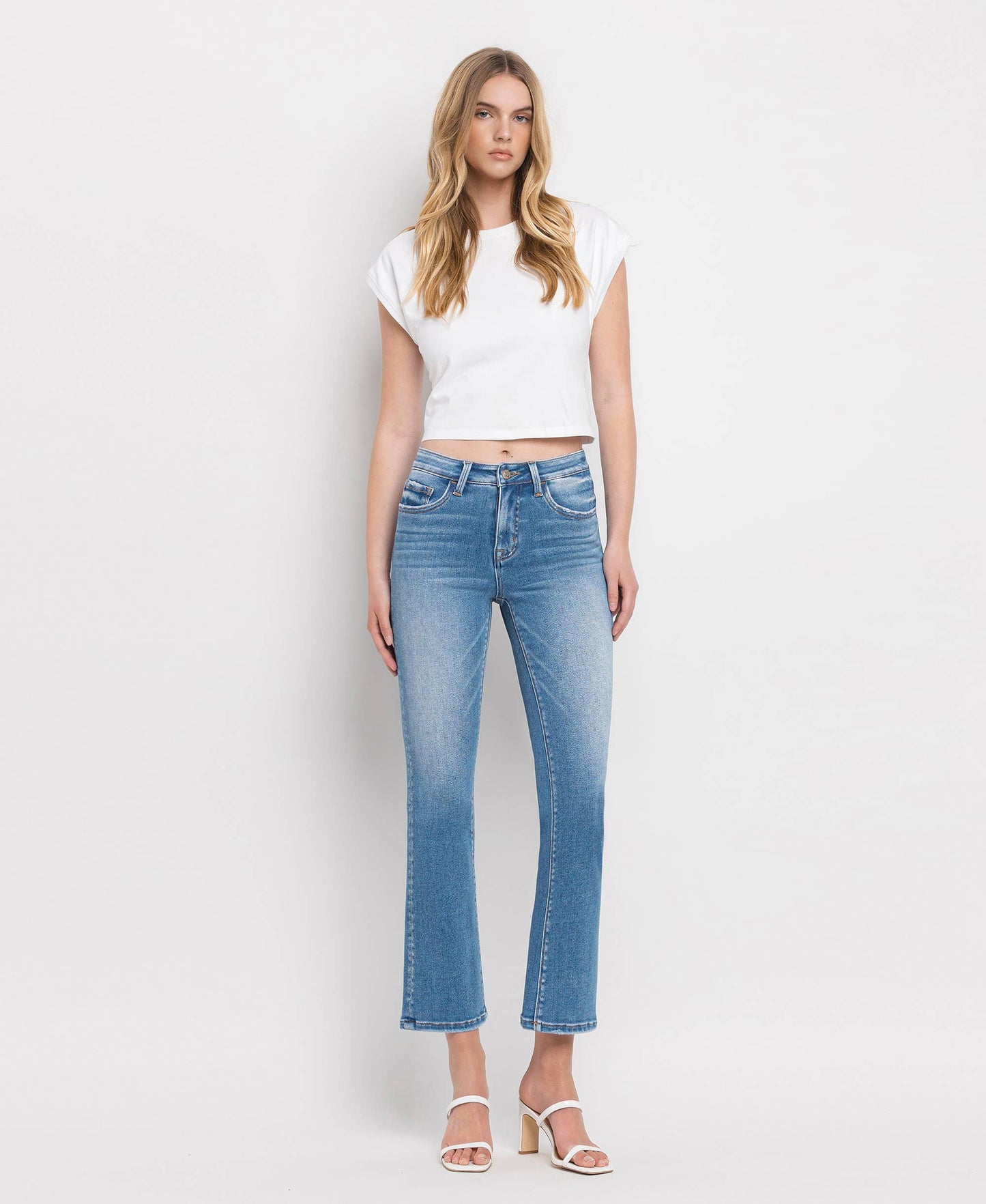 TUMMY CONTROL MID RISE CROP FLARE JEANS LV1357