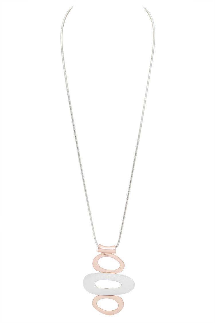 Blush Metal Organic Oval Pendant Necklace