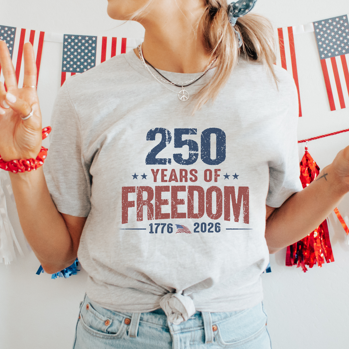 250 Years of Freedom USA Patriotic Graphic T-Shirt