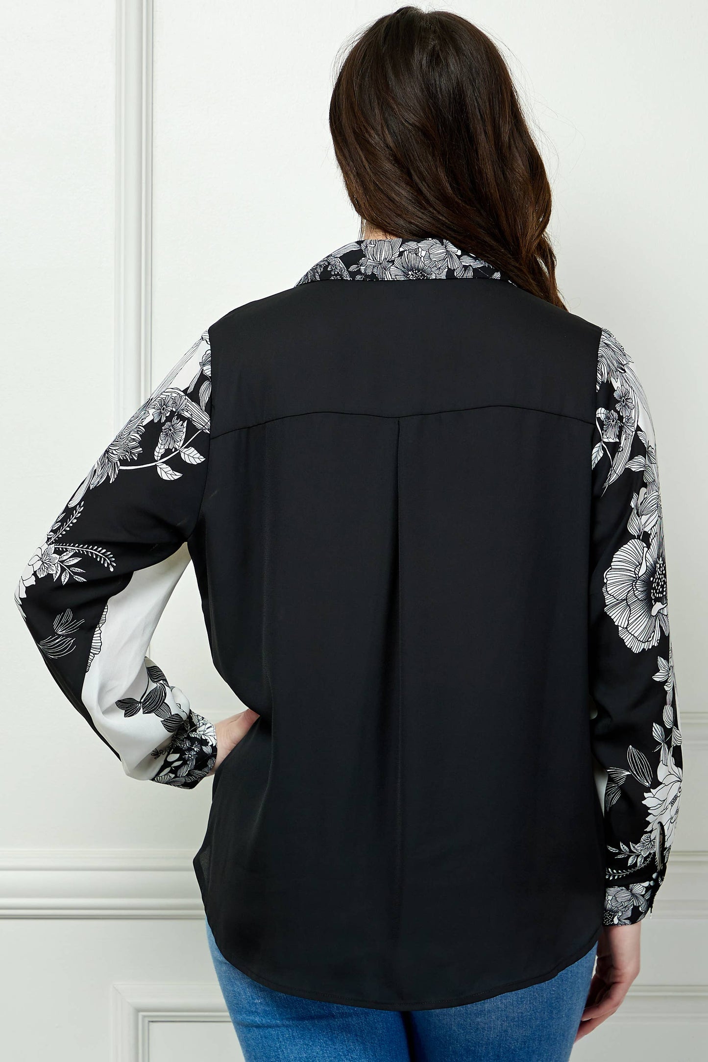 PLUS SIZE LONG SLEEVE  COLLAR TIE  FRONT SHIRT