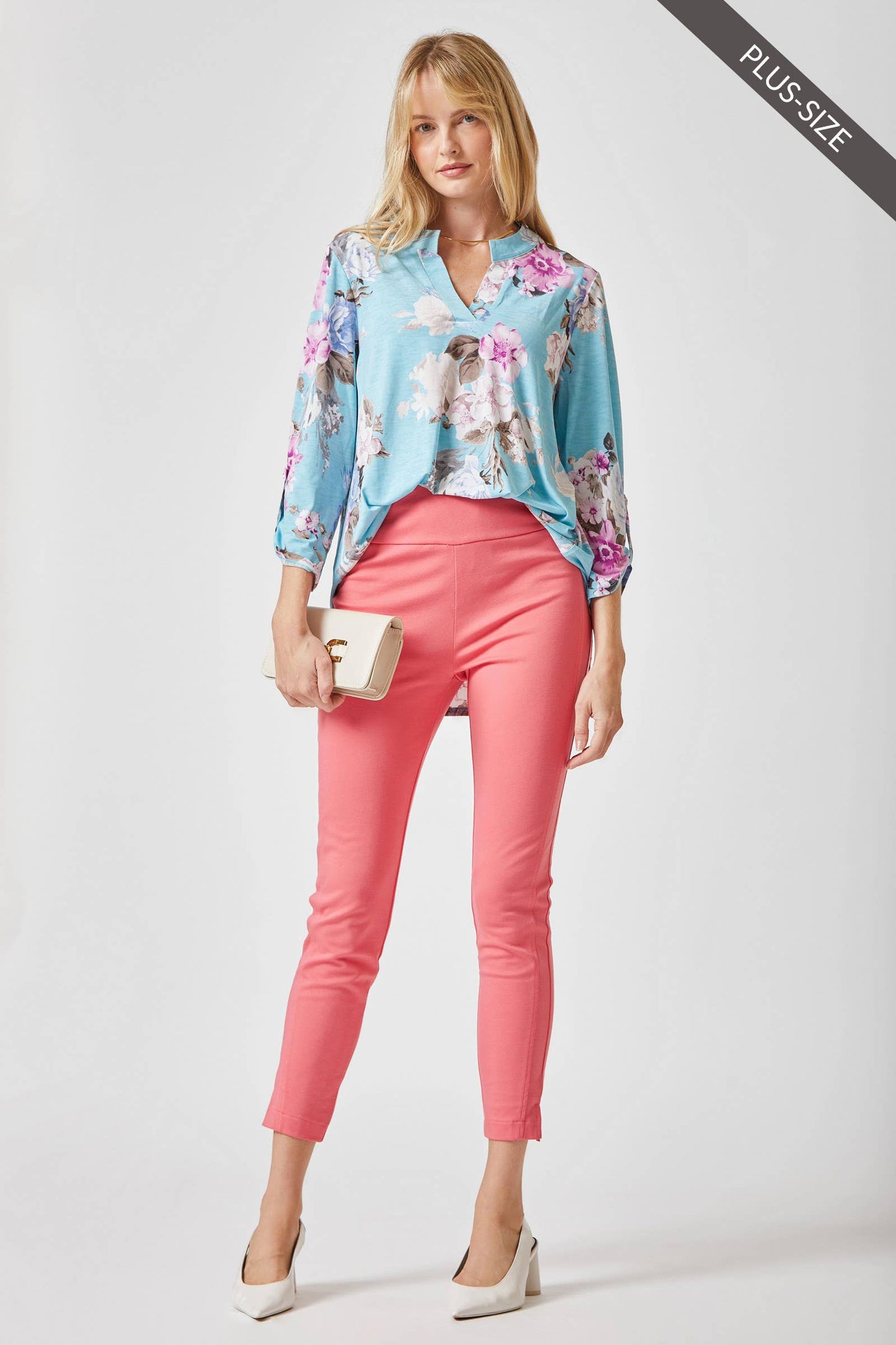 PLUS SIZE 3/4 Sleeve Printed LIZZY Top