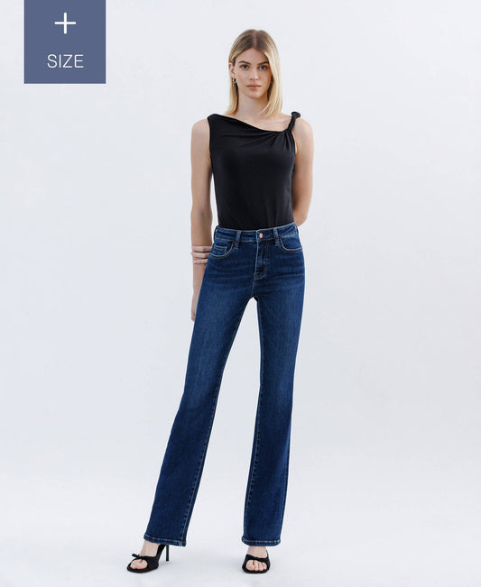 PLUS SIZE TUMMY CONTROL HIGH RISE BOOTCUT JEANS LV1599-P