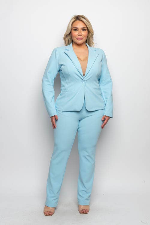 PLUS SIZE STRAIGHT LEG TROUSER PANTS