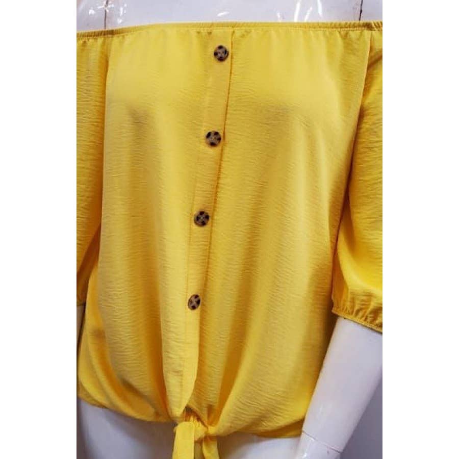 PLUS SIZE TIE FRONT OFF SHOULDER TOP