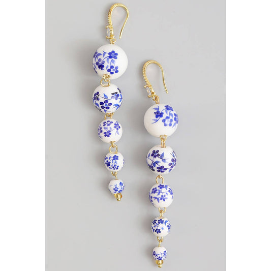 TIERED PORCELAIN BALL DROP EARRINGS