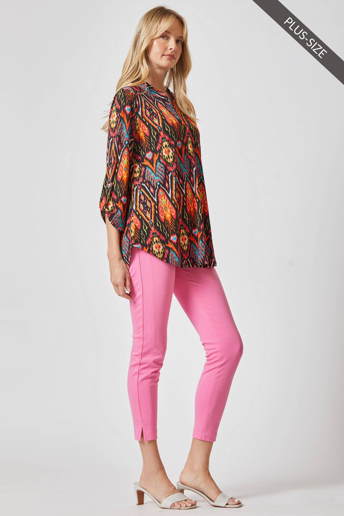 PLUS SIZE 3/4 Sleeve LIZZY MEDALLION Wrinkle Free Blouse