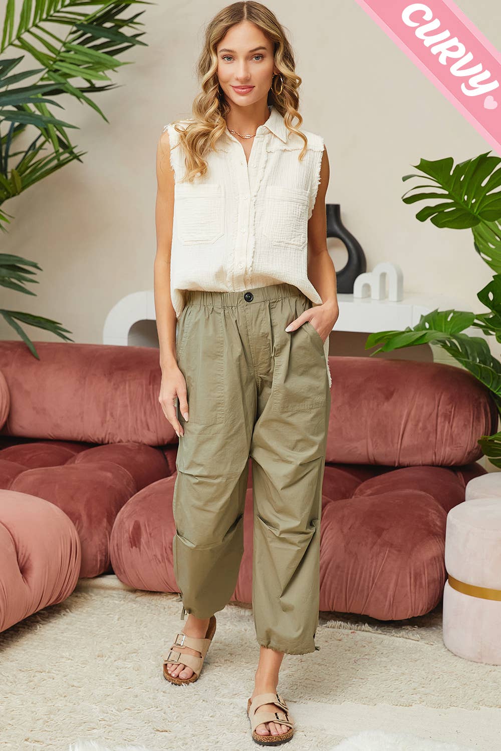 PLUS SIZE EVERY DAY CASUAL UTILITY PANTS