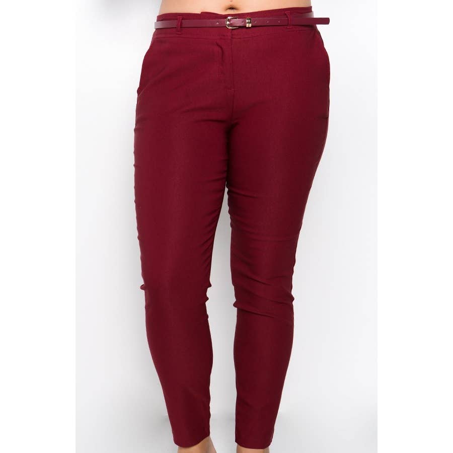 PLUS SIZE BELTED MILLENIUM TROUSERS