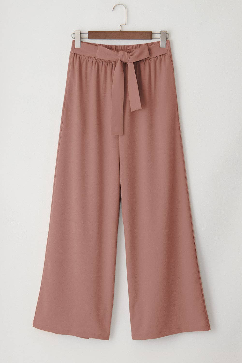 Solid Belted Wide Leg Summer Pants