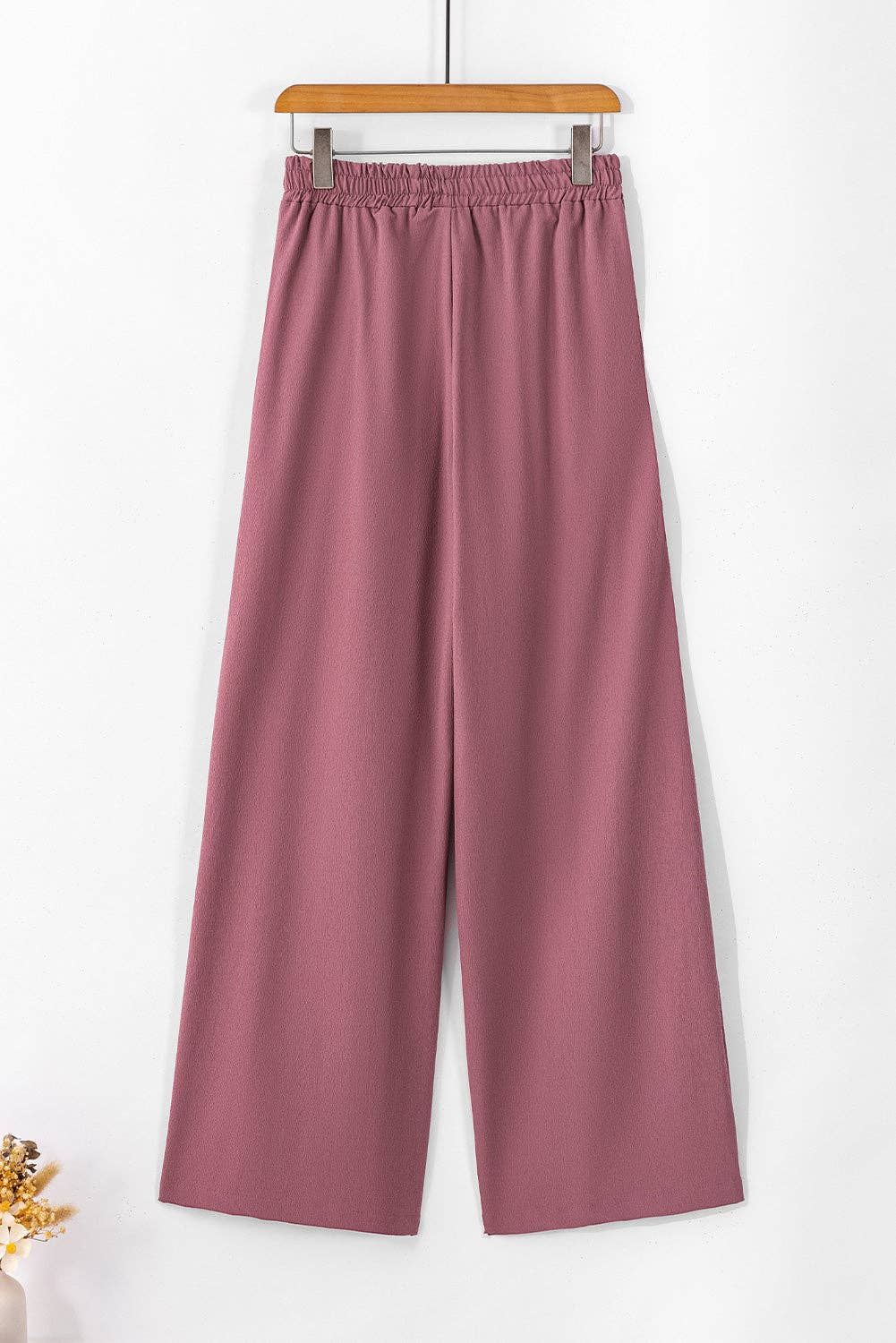 Solid Belted Wide Leg Summer Pants