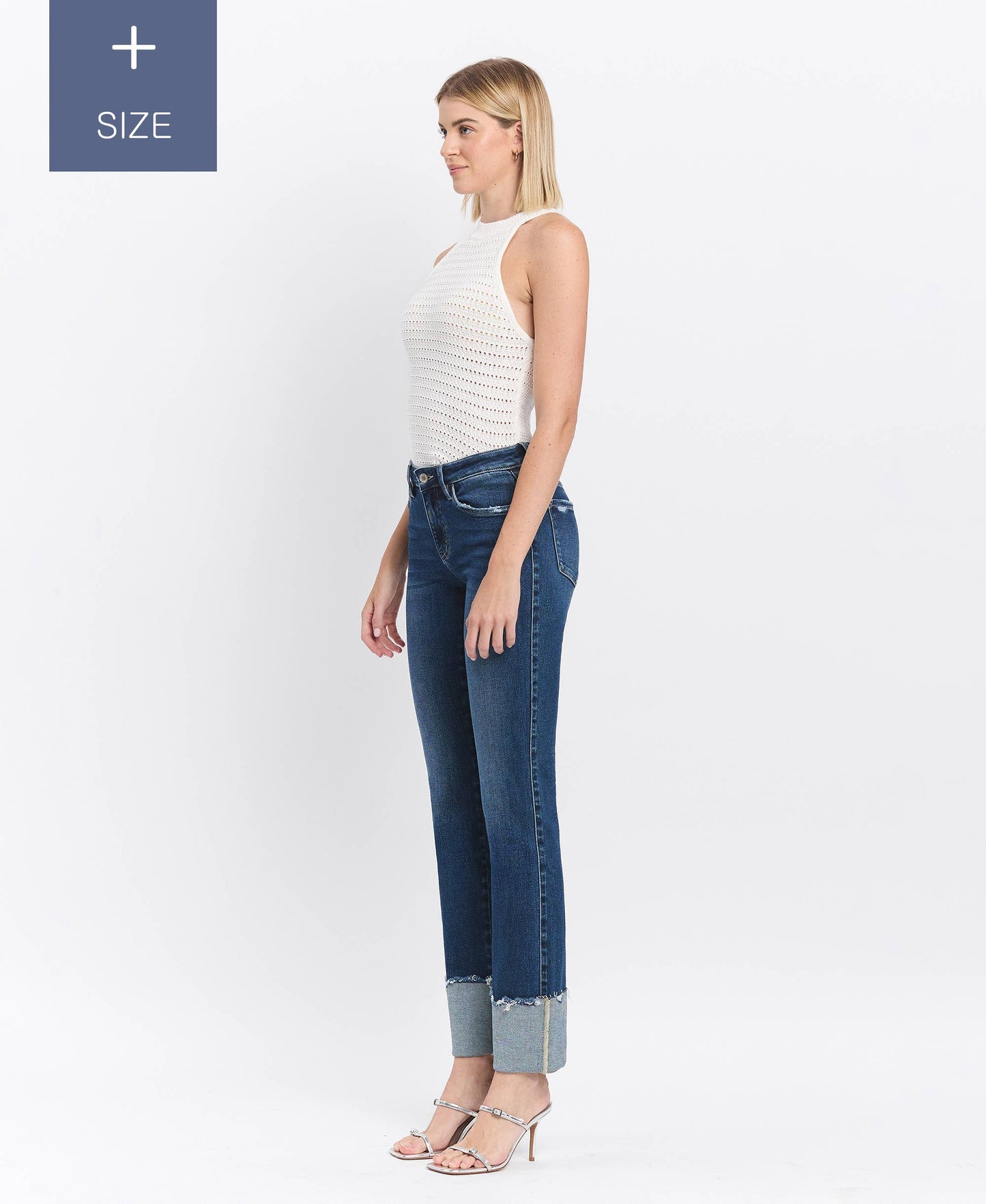 PLUS TUMMY CONTROL MID RISE CUFFED SLIM STRAIGHT LV1513-P