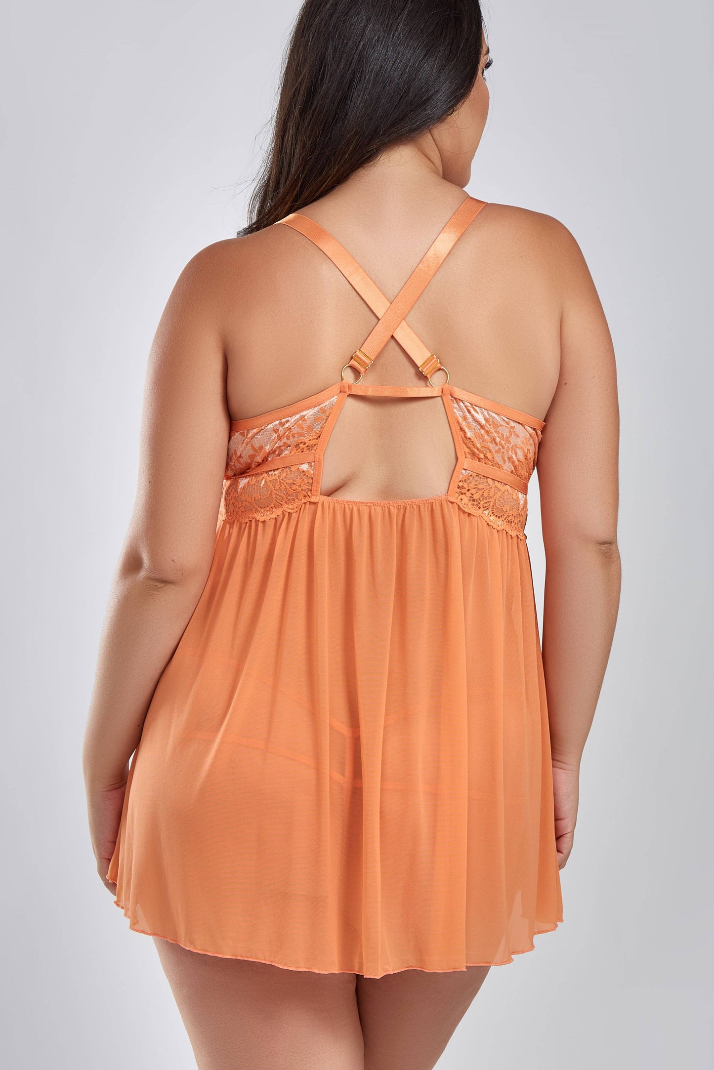 Natalia Plus Size 2 PC Lace Baby Doll Lingerie