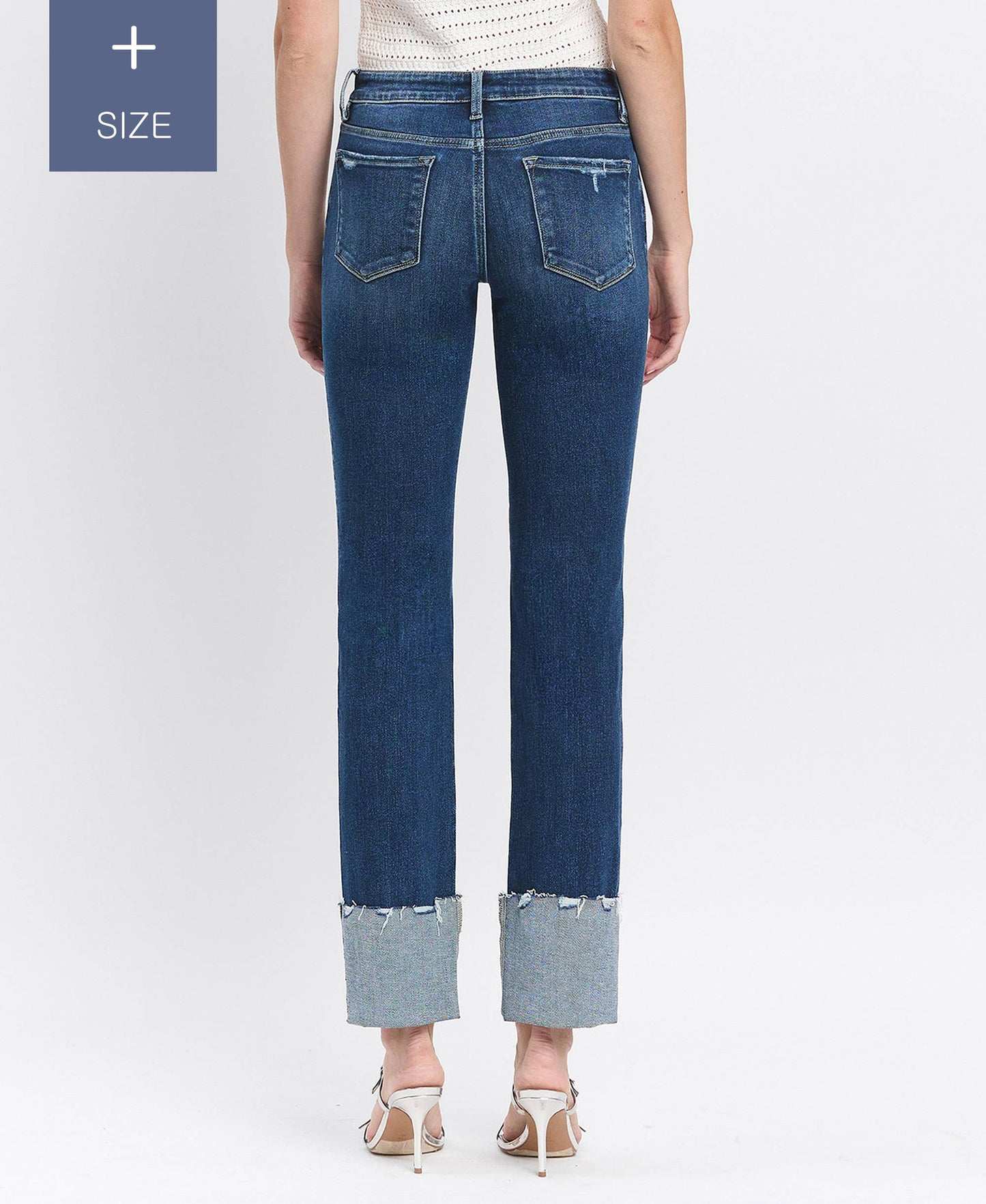 PLUS TUMMY CONTROL MID RISE CUFFED SLIM STRAIGHT LV1513-P