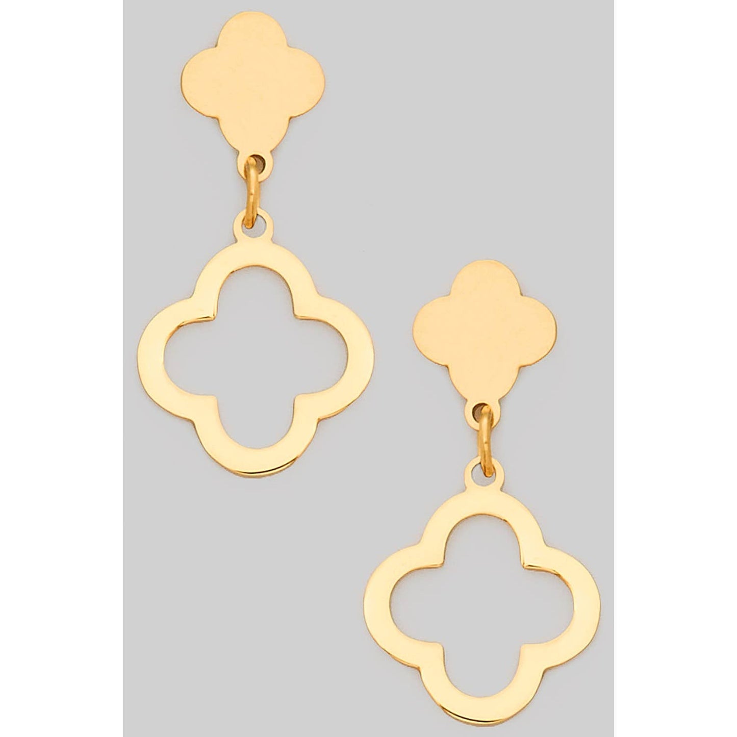 STAINLESS STEEL SHAMROCK DANGLE EARRINGS
