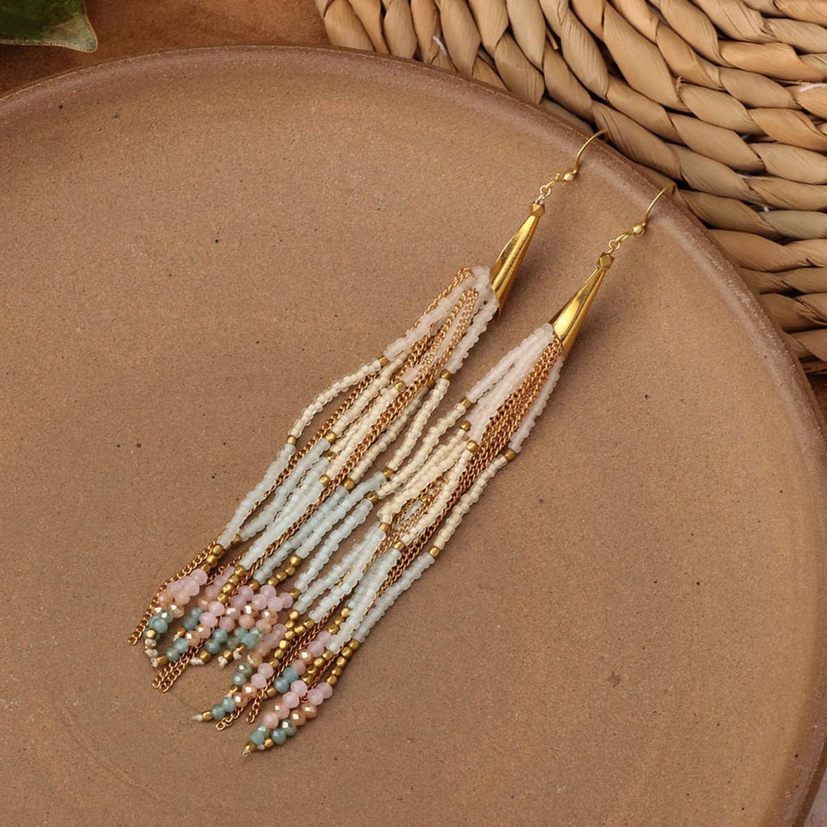 HIGH-GRADE NATURAL STONE WOVEN COLORFUL EARRINGS_CWAJE3983