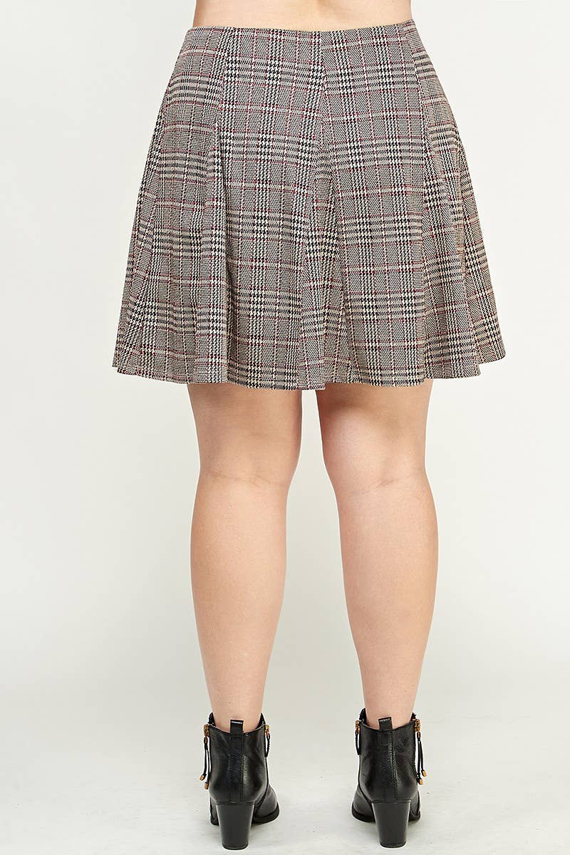 Plus Size Plaid Knit Aline Skirt KY18157-SK