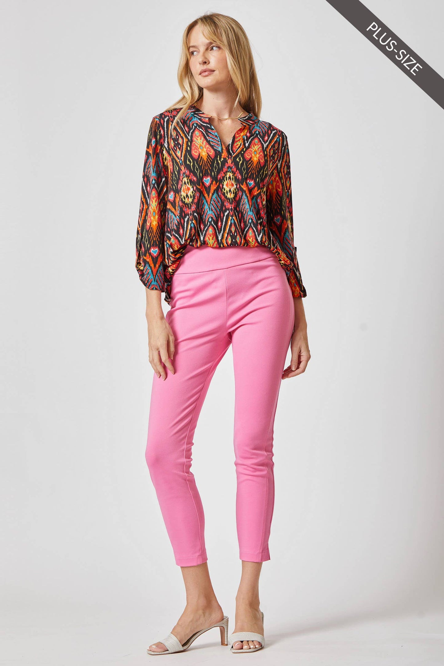 PLUS SIZE 3/4 Sleeve LIZZY MEDALLION Wrinkle Free Blouse