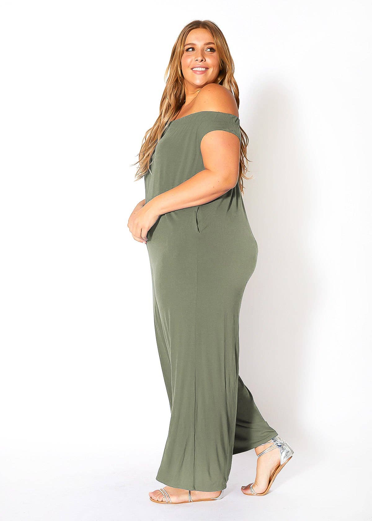 Bellatrix Plus Size Off Shoulder Wide Leg Jumpsuit