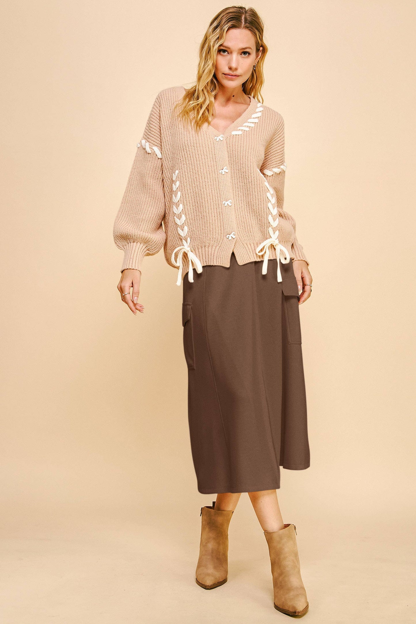 PLUS SOLID WRAP BELTED POCKET CARGO A LINE SKIRT
