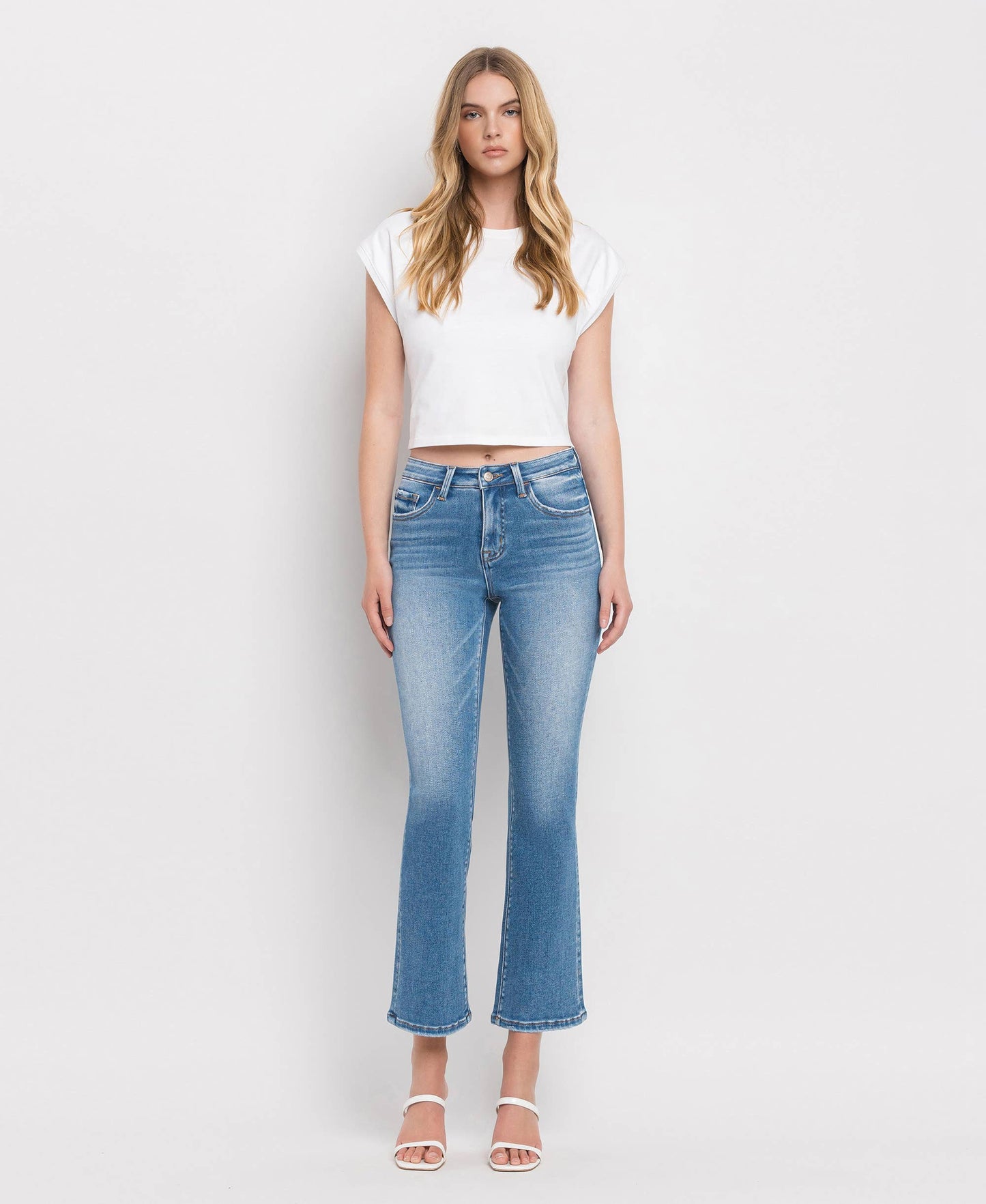 TUMMY CONTROL MID RISE CROP FLARE JEANS LV1357