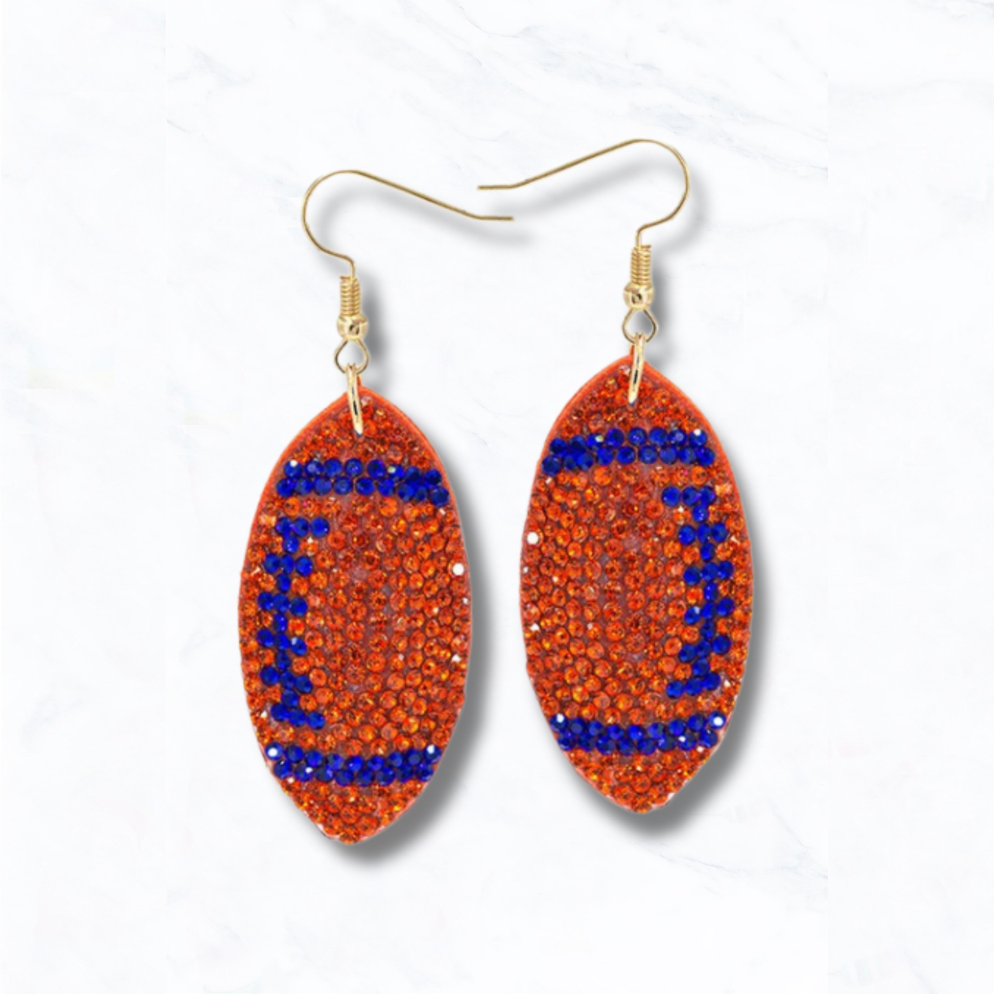 Suede Crystal Football Earrings