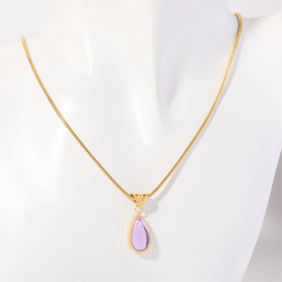 Fashionable water drop blue ocean necklace_CWMM5582
