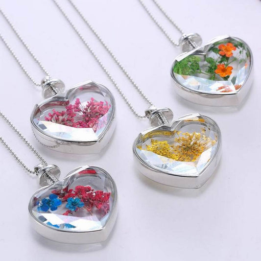 HEART CRYSTAL PLANT DRIED FLOWER NECKLACE_CWAJE2432