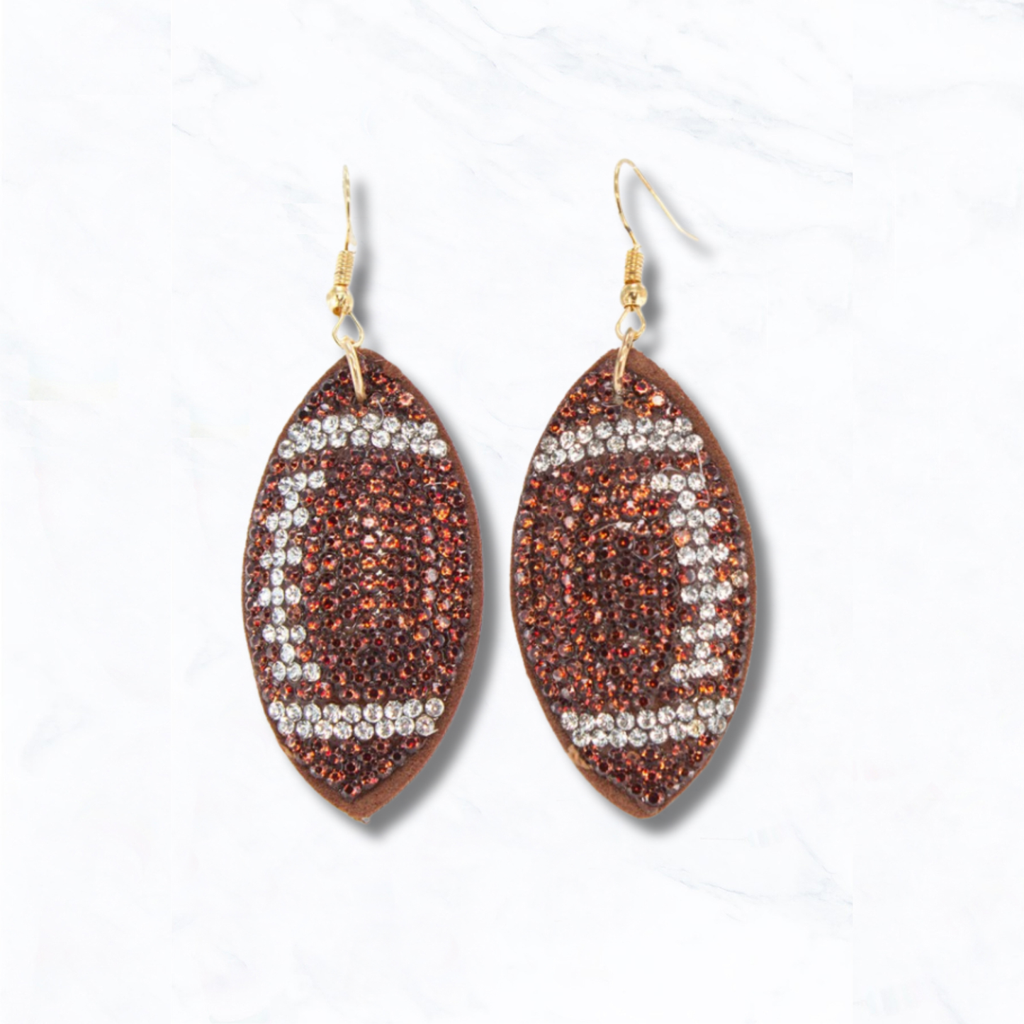 Suede Crystal Football Earrings