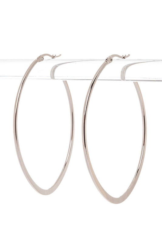 Almond Shape Stainless Steel Large Hoop Earrings
