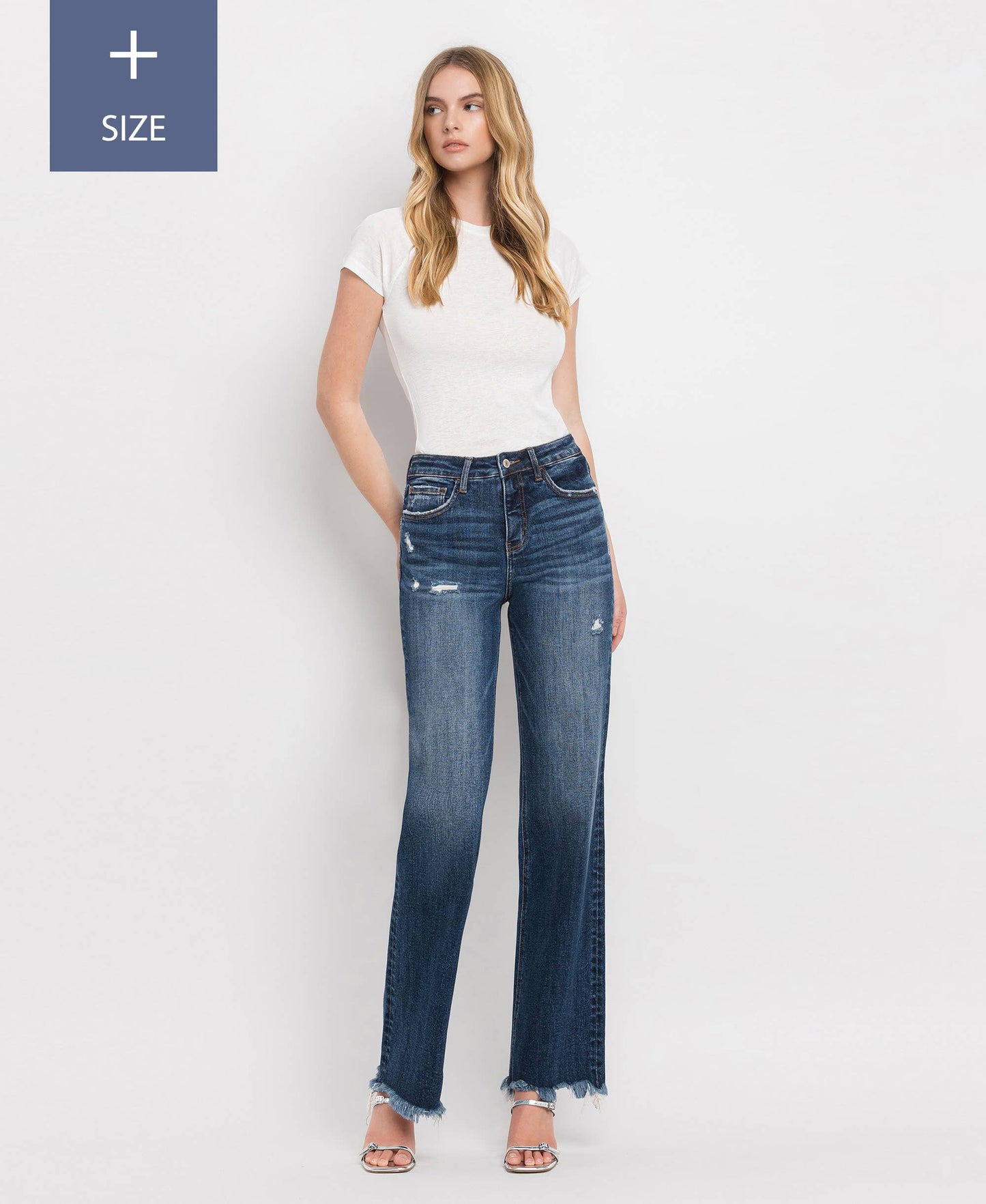 PLUS SIZE TUMMY CONTROL HIGH RISE DAD JEANS LV1308-P